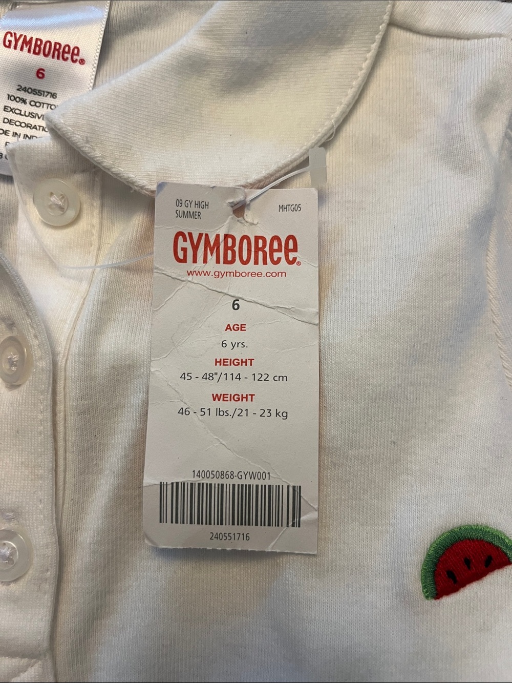 NWT Gymboree Watermelon White Short Sleeve Collared Shirt. Size 6. - Picture 6 of 6